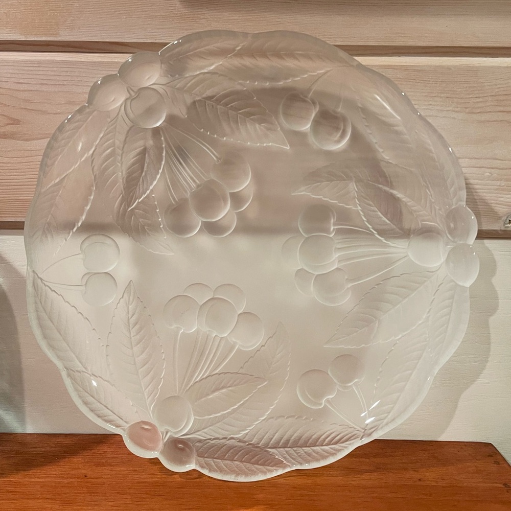 Vintage Mikasa Bountiful Cherries Frosted Glass 12” Embossed Fruit Serving Plate